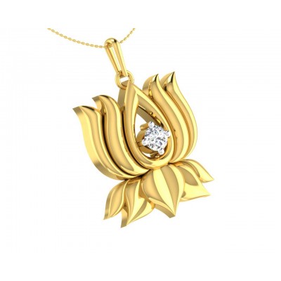 Auspicious Lotus Pendant in Gold 